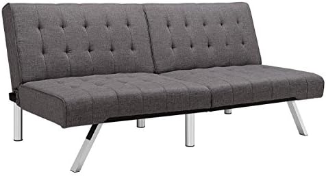 Premium Furniture Sofa Futon Bed For Small Spaces In Modern Convertible Grey Armless Linen Design