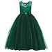 Glamulice Dark Green Flower Girls Dress Prom Wedding Bridesmaid Lace Dresses Elegant Birthday Pageant Party Gown Christmas Holiday Evening Formal Princess Dance Ball Gown Photo Shoot Emerald Green 10