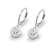 Sterling Silver Genuine, Simulated or Created Gemstone 6mm Round Bezel-Set Dangle Leverback Earrings