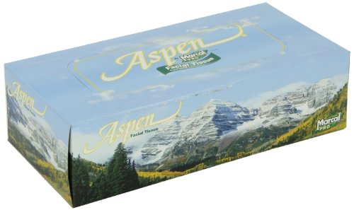 Marcal Pro Aspen Facial Tissue - 100% Recycled, 2-Ply, White Tissues - 144 Sheets Per Box, 36 Flat Office Tissue Boxes per Case 03305