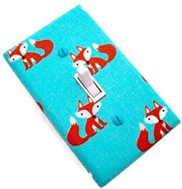 Woodland Fox Light Switch Cover on Aqua