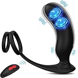 Anal Sex Toys Prostate Massager -Feelingirl Male Vibrators Penis Ring 9-Vibration Mode Wireless Remote Control Vibrator Rechargeable Waterproof P-spot Vibrating for Men and Couples.