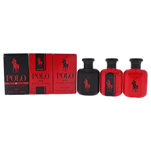 Polo Variety by Ralph Lauren for Men - 3 Pc Mini Gift Set 0.5oz Polo Red Extreme EDP Splash, 0.5oz Polo Red Intense EDP Splash, 0.5oz Polo Red EDT Splash