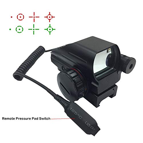 GOTICAL Holographic 1x22x33 Sight Scope Reflex Sight Red Green Dot 4 Reticle With Pressure Switch and Red Laser With 20mm Weaver and Picatinny Mount - Thumbnail 6