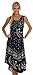 Sakkas B900 Batik Moon and Stars Caftan Tank Dress / Cover Up - Black / White - One Size
