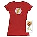 PopFunk Classic Flash Logo Teen Juniors Womens Premium Cotton Cap Sleeve Graphic T-Shirt & Stickers (Red,Small)