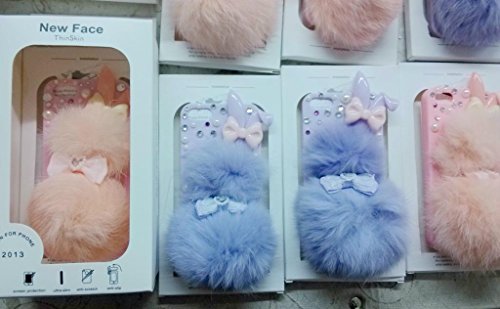 Iphone 6plus Case, iphone 6splus Case, LU2000 3D Rabbit Shape Fluffy Phone Fur Phone Case Bling Pearl Crystals Sparkle Jeweled for Apple Iphone 6+ /6s+ Plus(5.5") Inch All Carriers - Pink