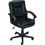Staples Montbrook Top Grain Leather Managers Mid-Back Chair, Black