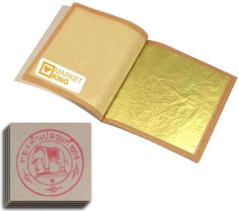 100pcs Gold Leaf Sheets M-size 24 Karat 1.2" X 1.2" Genuine for Cooking, Cakes & Chocolates, Decoration, Health & Spa