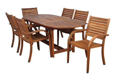 Amazonia Arizona 7 Piece Oval Outdoor Extendable Dining ...