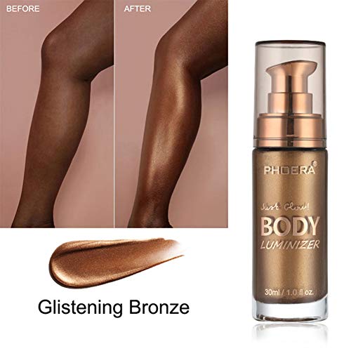 wewa98698 PHOERA Waterproof Body Highlighter Luminizer Bronzer Liquid Setting Spray Makeup Set for Women for Women - Copper