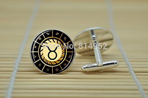 Pretty Lee Taurus Jewelry Taurus Zodiac Sign Constellation Cufflinks In Silver Glass Cabochon Cuff Links C1342