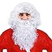 Unomor Santa Beard and Wig Set for Adults, White Beard and Wig for Christmas Costume Accessories