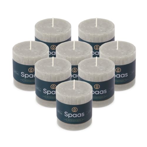 Spaas 8X Rustic Pillar Candle 70/70 mm 25h, Light Grey