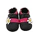 SAYOYO Baby Cute Flower Soft Sole Leather Infant Toddler Prewalker Shoes (Black,12-18 Months)