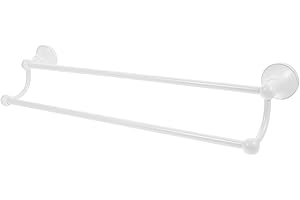 HOMOCONO Bathroom Double Towel Holder White Lacquer Finish with Wall Storage Shelf and Rotatable Rod