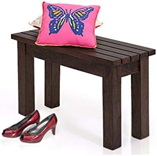 Angel's Solid Wood Two Seater Hallway Stripped Design Seating Bench in Walnut Finish