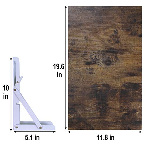 Folding Shelf Brackets-Wall Mounted - Folding Hinge Wall Mounted, Folding Brackets-Triangle Brackets for Table Work Bench, Rustic Wood Wall Shelves Set for Bedroom, Living Room, Kitchen