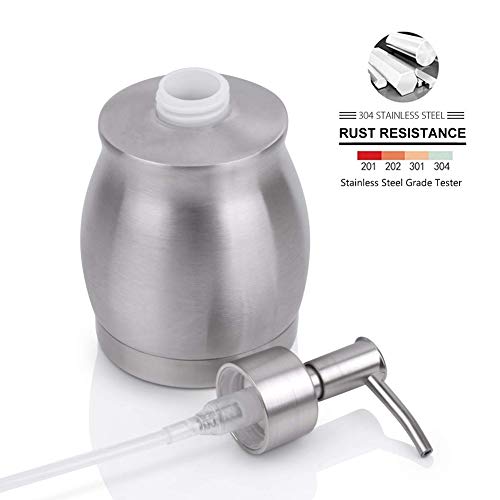 DK177 Stainless Steel Countertop Soap Dispenser Prime 390ml Liquid Bottle for Kitchen & Bathroom Hand Dish Lotion