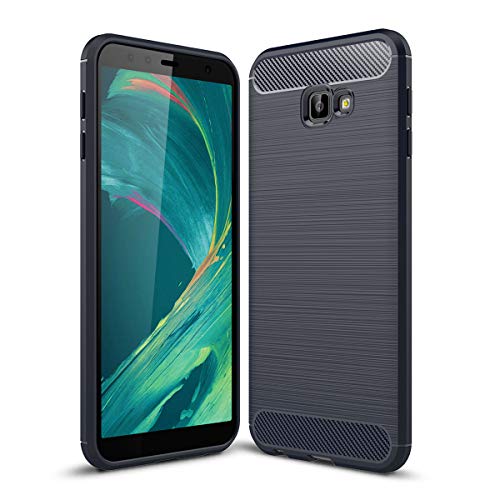 Compatible with Galaxy J4 Core Case, Galaxy J4 Plus Case, Brushed Line Texture [Flexible & Silicone] Durable Anti-Slip Shockproof Cover Case for Samsung Galaxy J4 Plus/ J4 Core 6.0" 2018 -Navy
