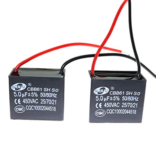 ToToT 2pcs CBB61 Starting Capacitance AC Fan Capacitor 450V CBB Motor Run Capacitor 5uf 2 10CM Wire: Industrial & Scientific