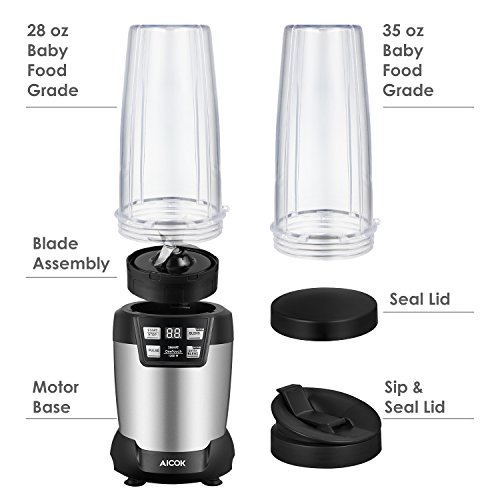 Aicok Smoothie Blender, Professional Blender 1200 Watt, Personal