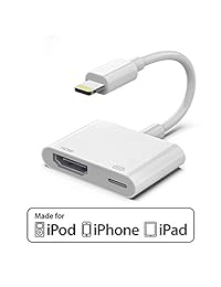 Compatible with iPhone to HDMI Adapter iOS iPhone HDMI Adapter, HDMI Coupler 1080P Digital AV Adapter, Sync Screen HDMI Connector with Charging Port for iPhone iPad iPod Models