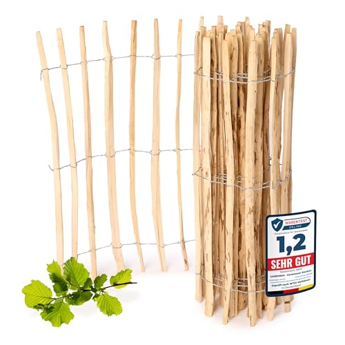 Garronda Gartenzaun zum Stecken aus Haselnüsse Zaun Garten Staketenzaun Beeteinfassung Holz Steckzaun Hochwertiger Gartenzaun für Ihren Garten GD-0079