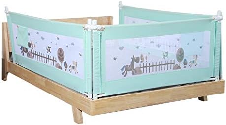 Cartoon Crib Baby Safety Fence Guard Vertical Baby Bed Rail Bumper Adjustable Children Infant Bed Guardrail (Blue Green, 2M)