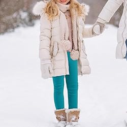 BOOPH Girls Winter Leggings Fleece Lined Kids Basic