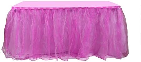 NOXZ Inc Organza Table Skirt for Every Occasions, Fuchsia - 17Ft