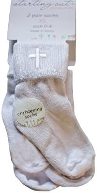 Starting Out White Christening 2-pack Socks, 0-4 Months