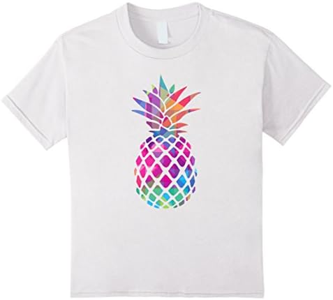 Kids Retro Pineapple Ananas Palm Tropical Design Beach T-Shirt 12 White