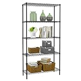 5 Shelf Wire Shelving Unit Garage NSF Wire Shelf Metal Large Storage Shelves Heavy Duty Height Adjustable Utility Commercial Grade Steel Layer Shelf Rack Organizer 1250 LBS Capacity -14x36x72,Black