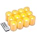 Kohree Set of 12 Flameless Unscented LED Candles, Battery Powered Votive Pillar Candles with Remote Control & Timer-Amber Yellow Flame