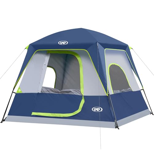 UNP Campingzelt FüR 4-8 Personen, Einfach Aufzubauen, Wasserdicht Mit Regendach, FüR Camping/Wandern Und Trekking (Dunkelblau, 240×210×180cm)