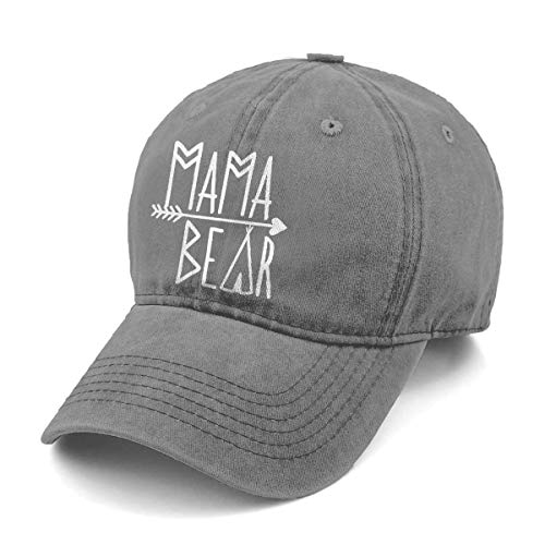 KKMKSHHG Unisex Mama Bear Denim Hat Adjustable Washed Dyed Cotton Dad Baseball Caps