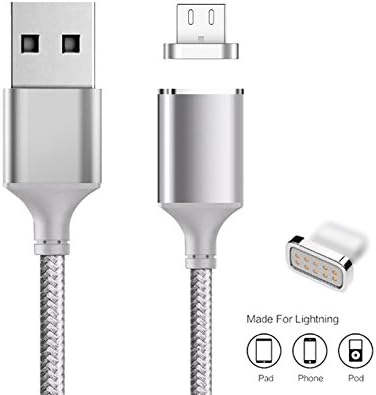 Magnetic Charging Cable Durable Lightning Reversible USB Fast Charging and Data Sync 3.11ft 2.4A With Indicator LED Light For Android For samsung by Lakey (silver)