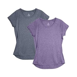 icyzone Dames fitness sport T-shirt korte mouwen loopshirt training gym functie shirt, 2 stuks