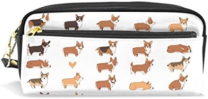 Pencil Case Hmbrothers Stylish Print Corgi Pattern Large Capacity Pen Bag Makeup Pouch Durable Students Stationery Two Pockets With Double Zipper