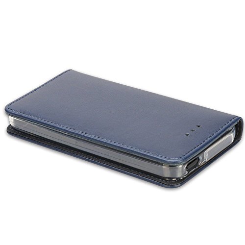 iPhone SE Case, iPhone 5S Case, IPHOX Magnetized Closure Card Slots Money Pouch, Retro Leather Wallet Case Purse Protective Cover Stand Feature Flip Book Case for iPhone 5s / 5 / SE (Blue/E)
