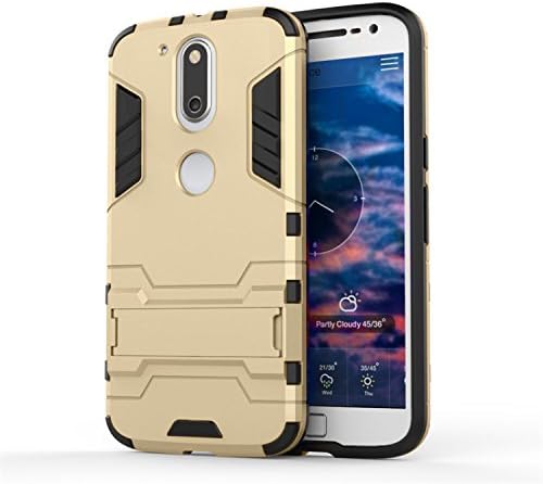 Moto G4 Case, Moto G4 Plus Case, MAKEIT [Shadow Armor Series] Hard Slim Hybrid Kickstand Phone Cover Case for Motorola Moto G4 Plus / Moto G4 -Gold