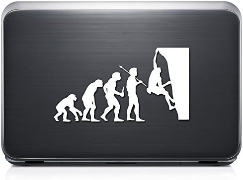 Theory Of Evolution Men Mountain Rock Climbing REMOVABLE Vinyl Decal Sticker For Laptop Tablet Helmet Windows Wall Decor Car Truck Motorcycle - Size (07 Inch / 18 Cm Wide) - Color (Matte Black)