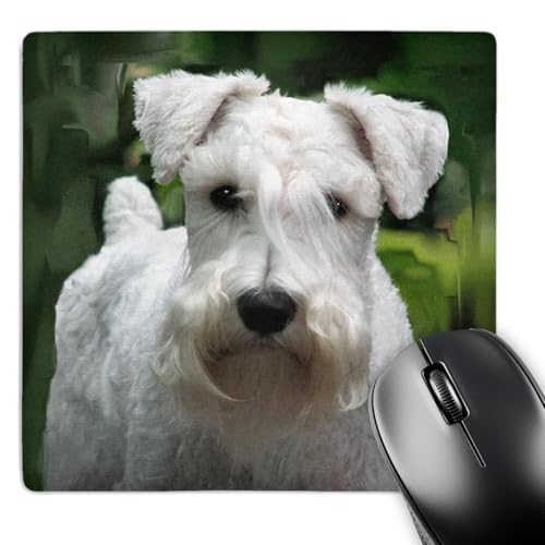3dRose LLC 8 x 8 x 0.25 Inches Mouse Pad, White Schnauzer (mp_4275_1)