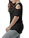 Allegrace Women's Plus Size Sexy V Neck Cold Shoulder Long Top Tees Casual T Shirt Black 3X