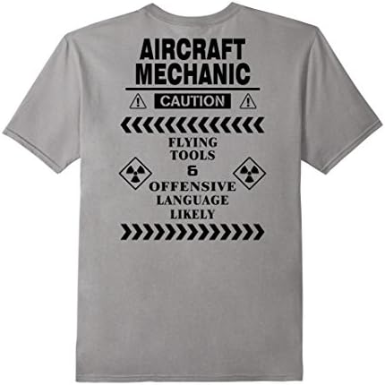 Men's Aircraft Mechanic, Caution Flying Tools &amp; Offensive Language Large Slate