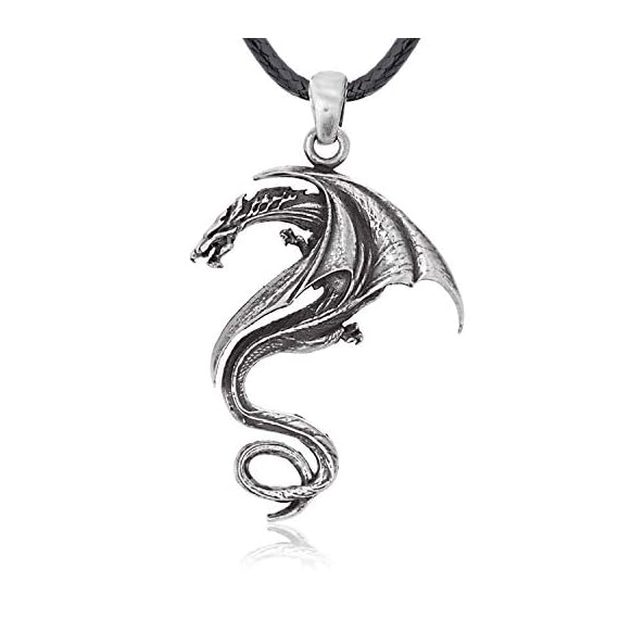 Namaste-Jewelers-Medieval-Gothic-Fire-Dragon-Pendant-Necklace-Pewter-Jewelry