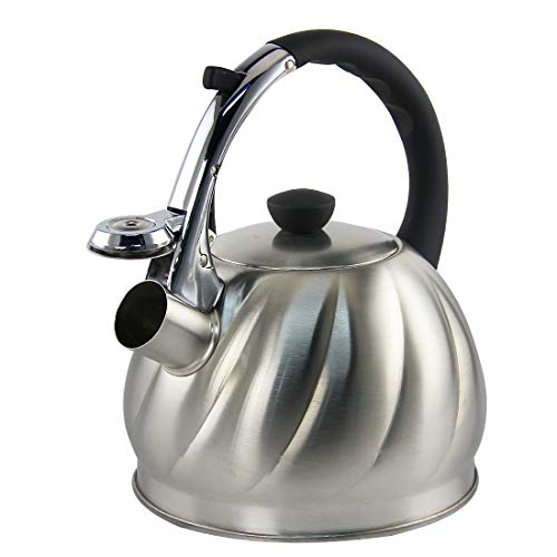 Riwendell Tea Kettle 3.2 Quart Whistling Stainless Steel Stove Top Teapot (GS-04571A-2.0L)