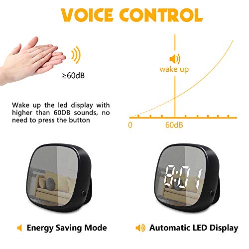 GLOUE Travel Alarm Clock Small Bedside Digital Alarm Clock Dimmable Kitchen LED Alarm