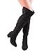 ROF Women's Fashion Faux Suede Block Chunky Heel Over The Knee High Boots